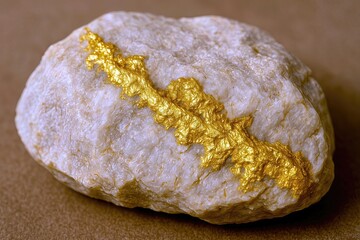 Aufkleber - Golden Vein Stone Highlighting Its Stunning Mineral Characteristics in Natural Light