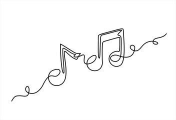 Poster - Musical Note Continuous Line Illustration. Hand drawn one line vector. Editable stroke	