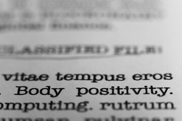 Leinwandbilder - Body positivity. Text printed on a page. A piece of paper with a phrase written in retro typewriter font