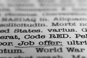 Leinwandbilder - Code RED. Text printed on a page. A piece of paper with a phrase written in retro typewriter font