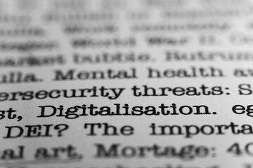 Leinwandbilder - Digitalisation. Text printed on a page. A piece of paper with a phrase written in retro typewriter font