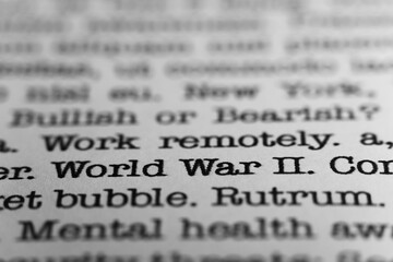 Leinwandbilder - World War II. Text printed on a page. A piece of paper with a phrase written in retro typewriter font