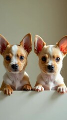 Poster - Two small dogs sitting on a table
