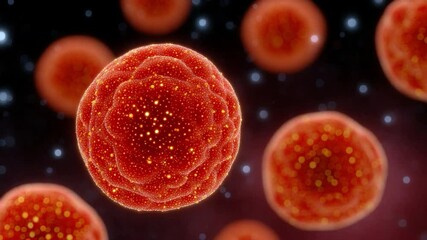 Poster - Microscopic World: A vibrant display of cells in a close-up, realistic perspective