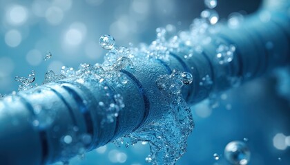 Poster - Illustration water purification membrane removes pollutants from wastewater. Innovations in clean water tech, advanced solutions, sustainable practices for treatment. Image of water drops, bubbles,