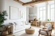 © MS.T - Bright minimalist living room with wooden beams