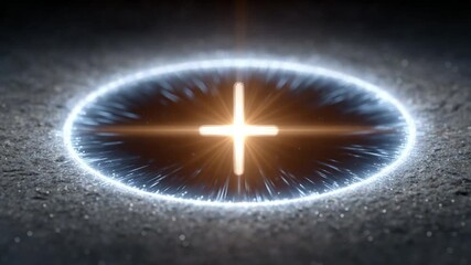 Poster - Celestial Alignment: A mesmerizing, luminous cross at the heart of an ethereal circle. The glowing cross and encircling light radiate outwards, creating a sense of wonder.