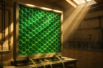 Aufkleber - Intricate Green Honeycomb Structure Illuminated in a Laboratory Setting