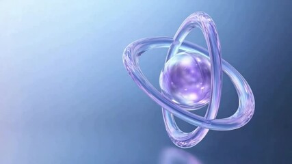 Poster - Atom Model: A mesmerizing, luminous atom model, illustrating the intricate structure of the atomic world, glows against a gradient of ethereal blues.