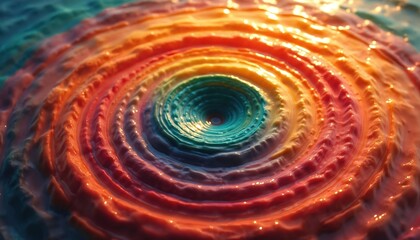 Poster - Abstract illustration of concentric circles expanding outward. Symbolic of positive social change, community empowerment, amplification of small acts impact, creating far-reaching effects. Concept of