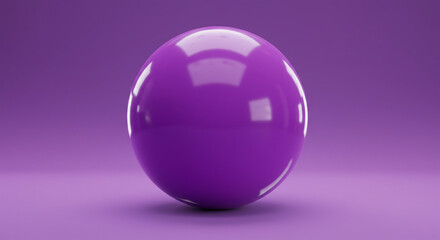 Poster - A shiny purple sphere centered on a matching purple surface with a gradient purple background scene