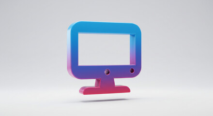 Leinwandbilder - A stylized computer monitor icon with a gradient from blue to pink on a white background surface