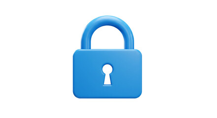 Poster - A blue padlock with a keyhole in the center isolated on a white background in a studio shot style