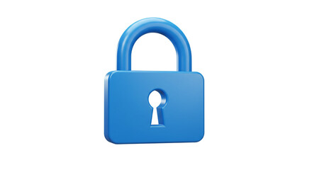 Leinwandbilder - A blue padlock with a keyhole in the center isolated on a white background in a rendered image style