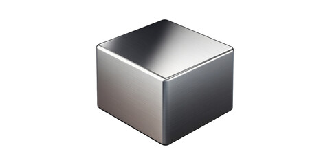 Poster - Stainless Steel Cube. Symbol Of Modern Design And Industrial Aesthetics Isolated On Transparent Background