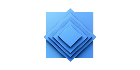 Poster - Geometric Blue Squares In Layered Design. Abstract Art And Modern Minimalism Isolated On Transparent Background