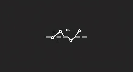 Poster - A minimalist white line graph with circles and dotted lines on a dark gray background illustration