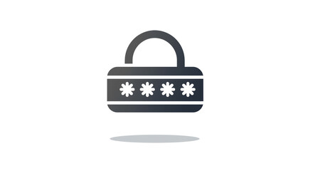 Poster - A gray padlock with four asterisk symbols on a white background indicating security and password access
