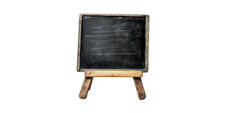 Rustic Wooden Framed Blackboard With Chalk Lines. Education And Communication Tool Isolated On Transparent Background