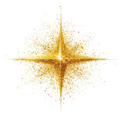 Poster - Sparkling gold star with shimmering particles creating a dynamic effect of celebration and joy in an abstract style