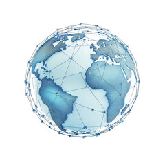Poster - Visual representation of a digital globe with network connections depicting global communication and technology in modern society