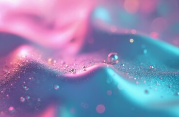 Poster - Abstract blurred texture in violet pink and mint colors with water drops. Trendy holographic background in 80s style. Synthwave Vaporwave Retrowave retro futurism webpunk aesthetic.