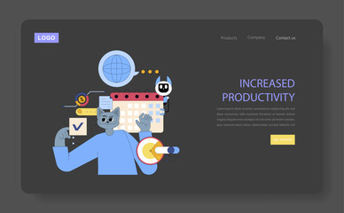 Poster - AI In The Workplace. Flat Vector Illustration