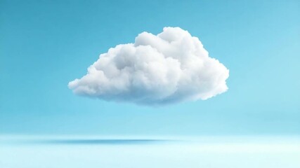 Poster - Solitary Cloud: A pristine, fluffy cloud floats serenely against a gradient blue sky, its soft edges and gentle shadows promising a sense of tranquility. 