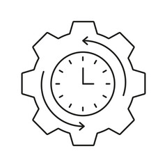 Poster - Clock And Gear Solid Icon. Time Management And Process Optimization Outline Symbol. Efficiency And Productivity Enhancement. Editable Stroke. Isolated Vector Illustration