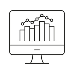 Fototapete - computer screen with graph line icon. data analysis, business analytics, and performance tracking ou
