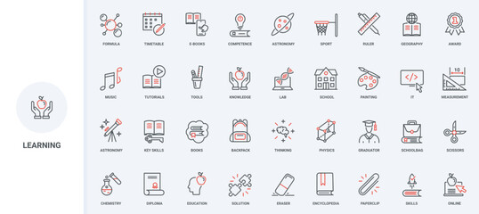 Aufkleber - education, online learning and knowledge for thinking skills, smart intelligent solutions line icon 