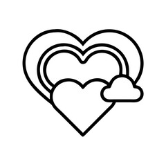 Poster - Rainbow heart design with layers and clouds representing Pride Month  