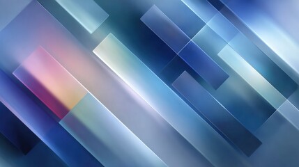 Fototapete - Abstract Geometric Shapes in Blue and White, Representing Modern Technology and Digital Transformation, Perfect for Corporate Branding and Visual Communication : Generative AI