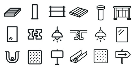 Poster - Minimalist icon set for construction and lighting design elements