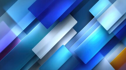 Aufkleber - Abstract Blue and White Geometric Shapes Overlapping, Representing Modern Technology and Digital Innovation, Ideal for Corporate Communications : Generative AI