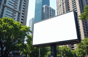 Aufkleber - Blank billboard mockup on Sao Paulo city street, modern urban landscape. Outdoor advertising, digital display, copy space for brand promotion advertisement. Business marketing commercial, blank