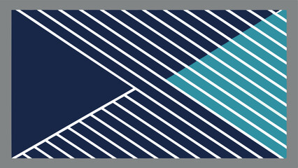 Poster - Abstract geometric pattern with lines and shapes in navy blue and teal colors