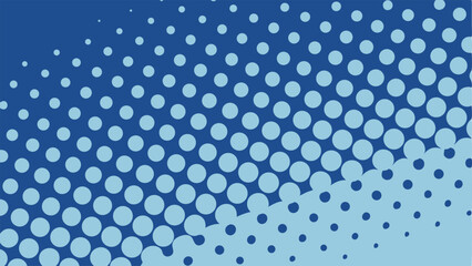 Poster - Blue gradient halftone design with circular dots pattern on a white background
