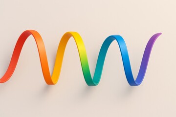 Fototapete - Rainbow-colored ribbon rotating in a captivating spiral shape against a light background, creating an abstract design filled with vibrant hues and dynamic energy