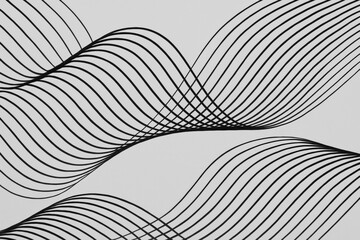 Fototapete - Abstract wave lines are flowing gracefully on a gray background, creating a visually captivating and modern pattern that evokes a sense of fluidity and dynamism