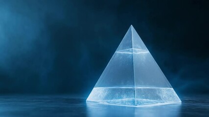 Fototapete - Mystical Pyramid: A glowing, crystalline pyramid emanates an ethereal glow against a backdrop of swirling mist, exuding an aura of mystery and ancient knowledge.