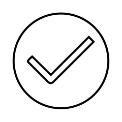 Poster - Check mark icon vector illustration, circle outline tick symbol for web and graphic design use