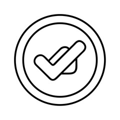 Poster - Check mark icon vector illustration symbol in circle outline for ui design and user interface needs