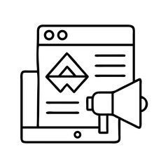 Fototapete - Digital marketing campaign strategy on tablet with megaphone for advertising and promotion online