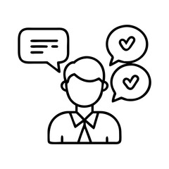 Aufkleber - Man feedback communication customer service survey satisfaction approval check mark speech bubble outline vector