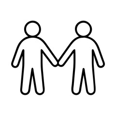 Poster - Illustration of two stick figures holding hands representing friendship support and collaboration concept