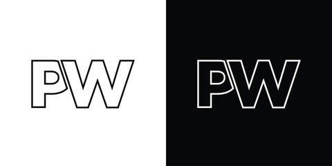 Aufkleber - Letter P and W, PW logo design template. Minimal monogram initial based logotype.