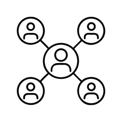 Fototapete - Network connection hub people group social media community connection outline icon vector graphic design