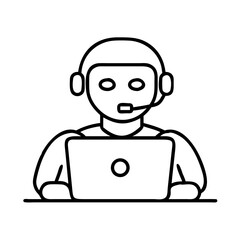 Poster - Customer service representative with headset using laptop for online support and assistance helpdesk