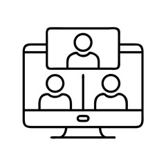 Aufkleber - Online video conference call meeting on computer vector icon illustration for remote work and communication